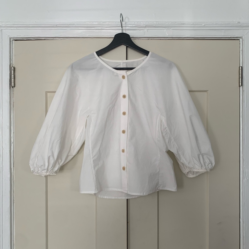 Caron Callahan Eva Blouse in White Cotton Poplin